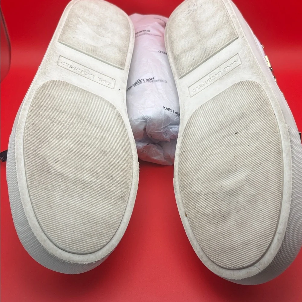 KARL LAGERFELD Paris Cate Leather Pin Embellished Lace-up Sneakers , size 9.5 GC - Picture 12 of 13